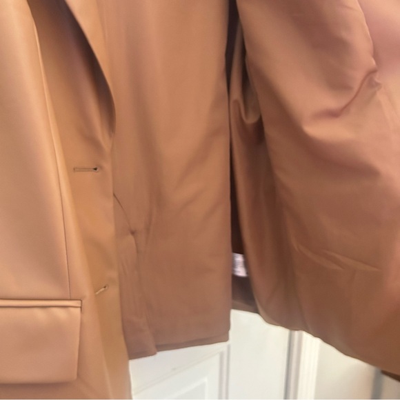 A New Day Faux Leather Tan Blazer Button Jacket - Picture 10 of 12